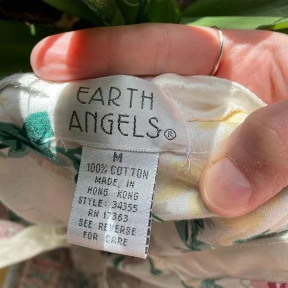 Vintage 90s Floral Henley Bow Nightgown Grunge Cottagecore Midi Dress - Picture 8 of 9